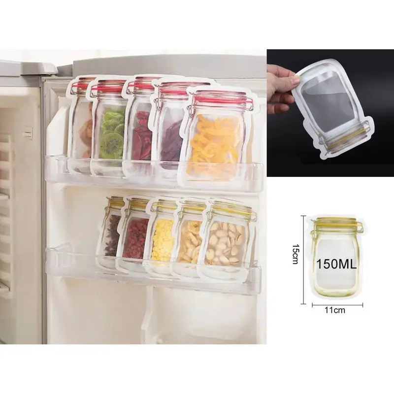 Small reusable lock and seal bag airtight jar X12