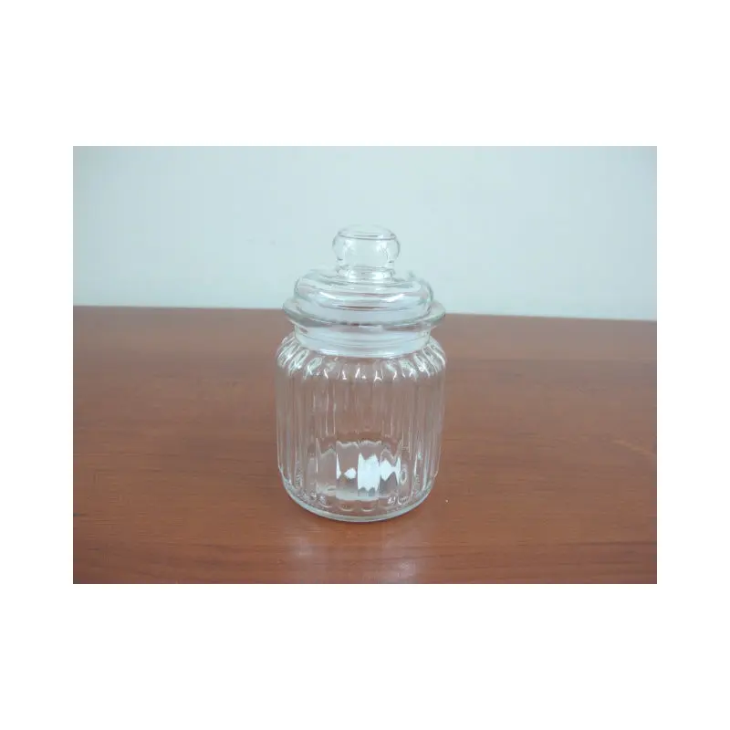 Small Glass Jar Lined Design
