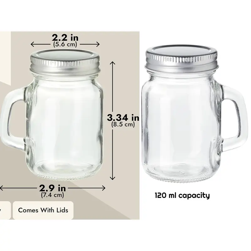 Small Mason Glass Jar 120 ml  X2