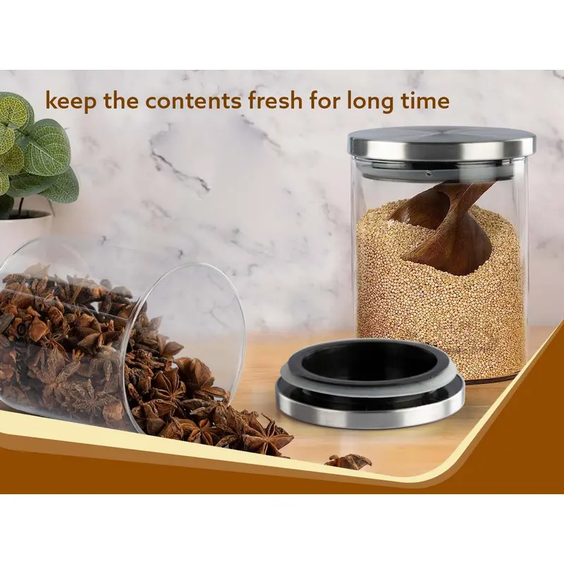 Small Borosilicate Glass Round Jar Stainless Steel Cover