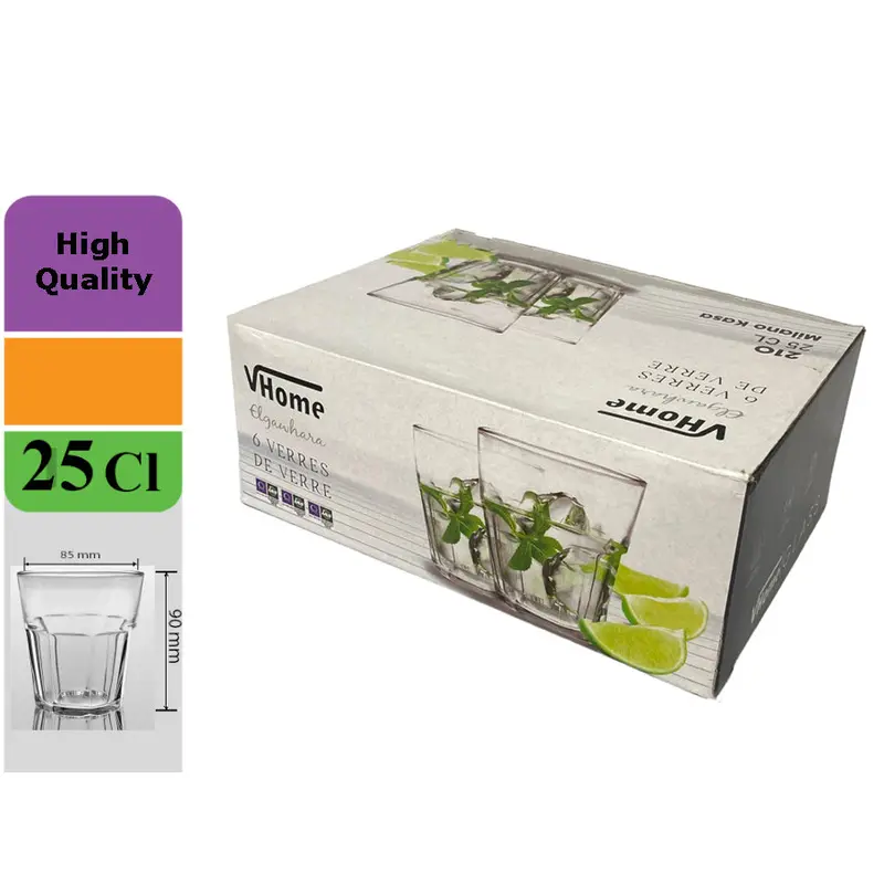 Short Glass Cup Milano 25CL X6