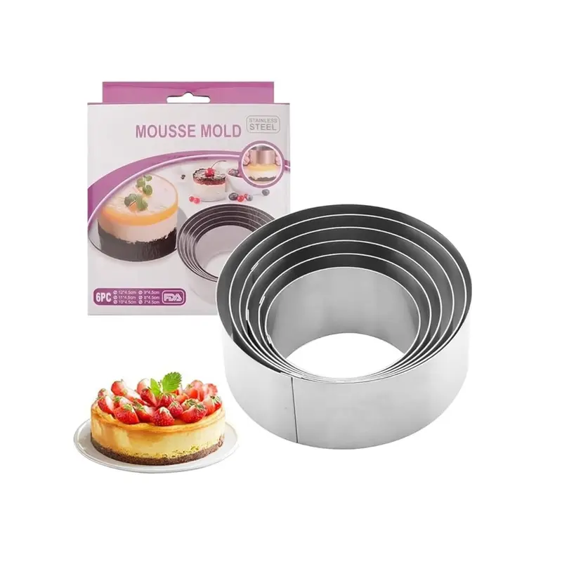 Set of 6 round Stainless Steel Mousse Mold