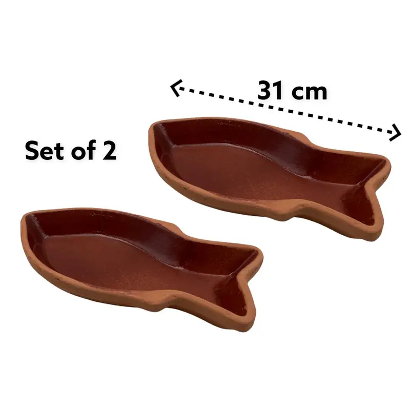 Set of fish shape clay bowls 31 cm