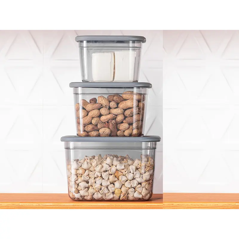 Set of 3 Poli Food Storage Box with Silicon Rim Cover