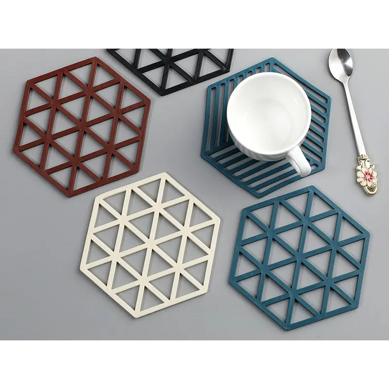 Set of 4 Silicon Heat Pad Hexagon Shape