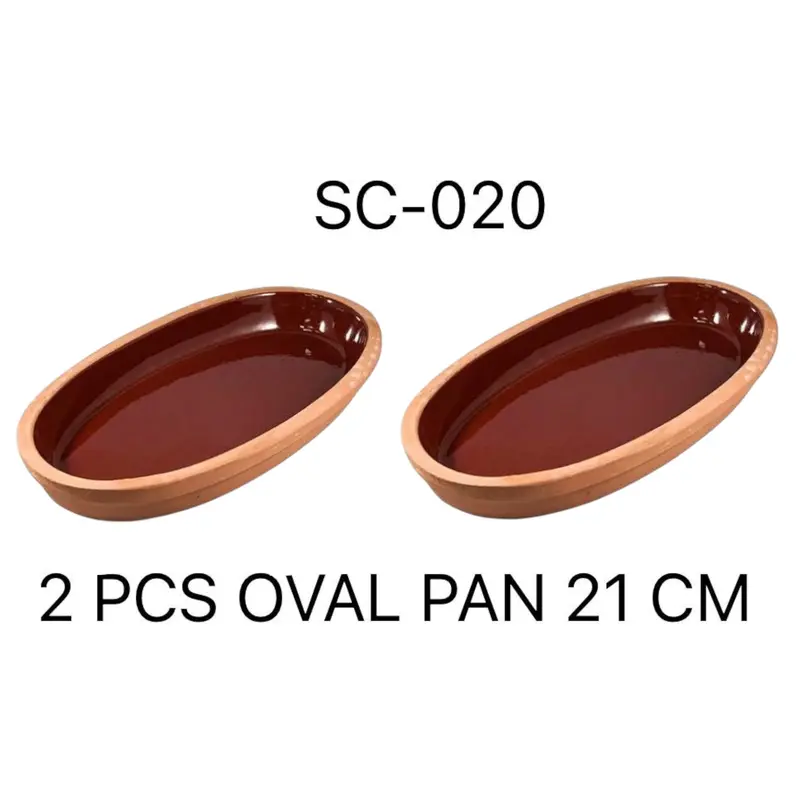 Set of 2 Oval Clay Plates 21 x 11.5 x 3 cm