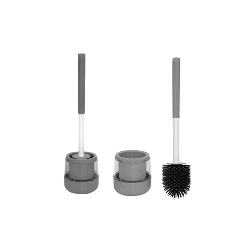Round Silicone Toilet Brush with Stand