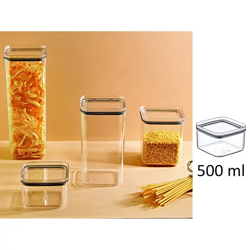 Airtight Squared Food Jar 0.5 lt Jar