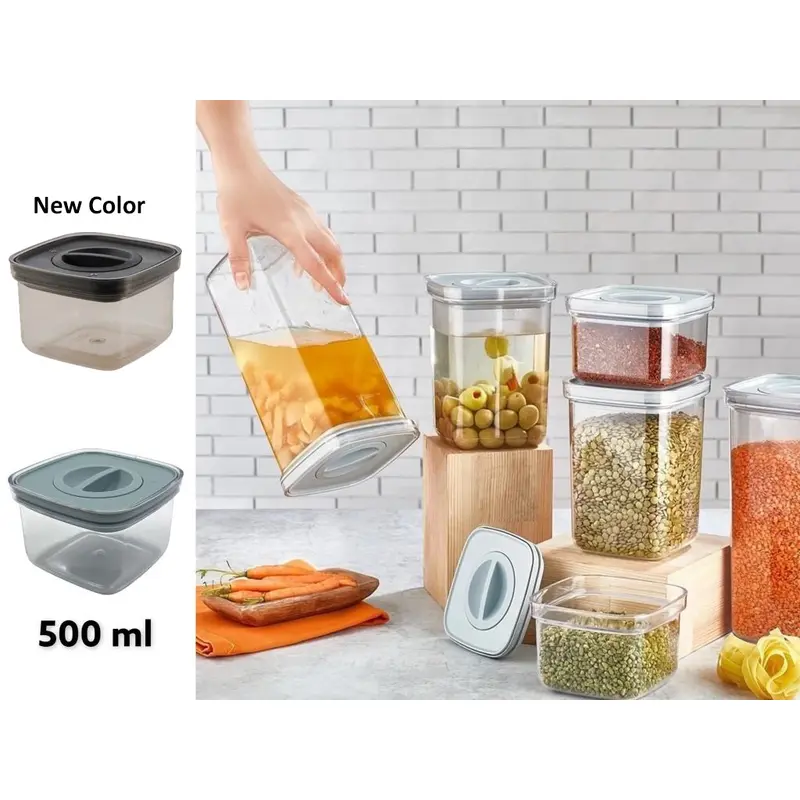 Airtight Liquid Sealed Always Fresh Acrylic Jar 500ml