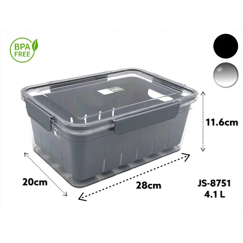 Acrylic Airtight Rectangular Storage Box & Strainer 4.1L