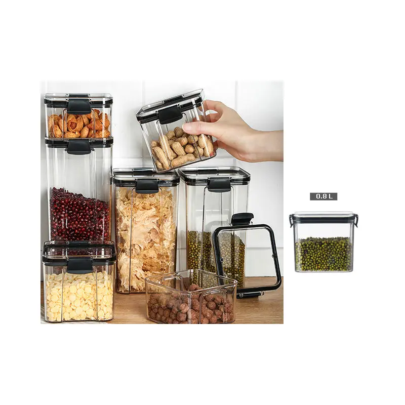 Acrylic Airtight Squared Food Jar 0.8 lt