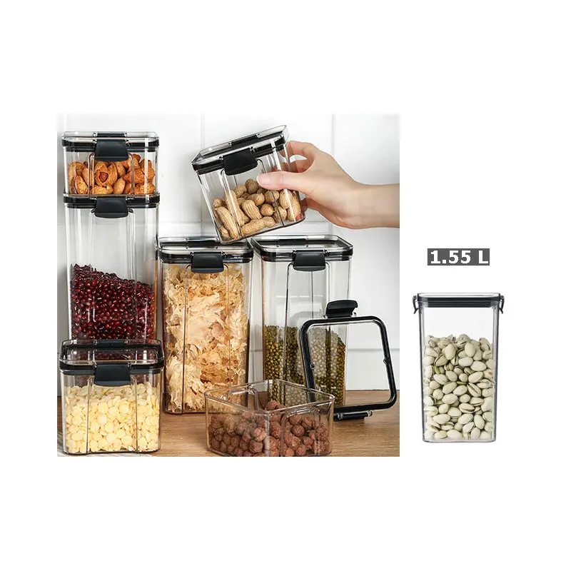 Acrylic Airtight Squared Food Jar 1.55 lt
