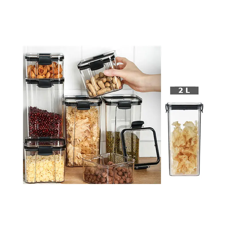 Acrylic Airtight Squared Food Jar 2 L