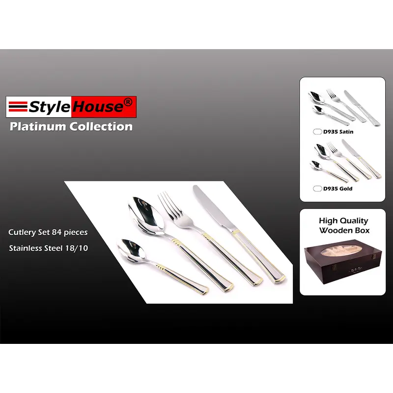 84 pcs flatware set in wooden box; G935