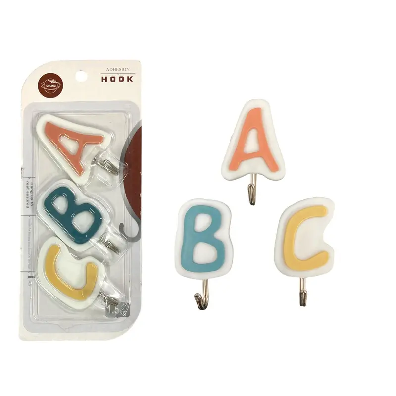 ABC Strong Plastic Adhesive Hooks X3