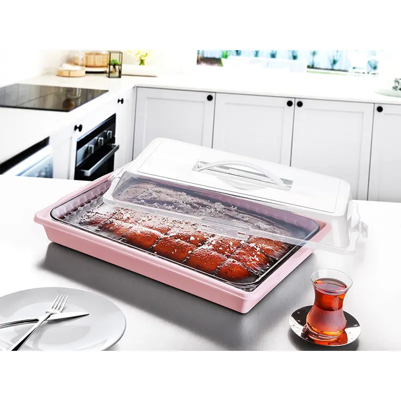 Rectangular Plastic Pastry Carrier with Lid