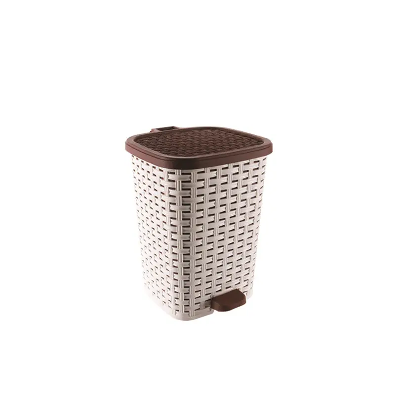 Rattan Plastic Pedal Dustbin 12 lt