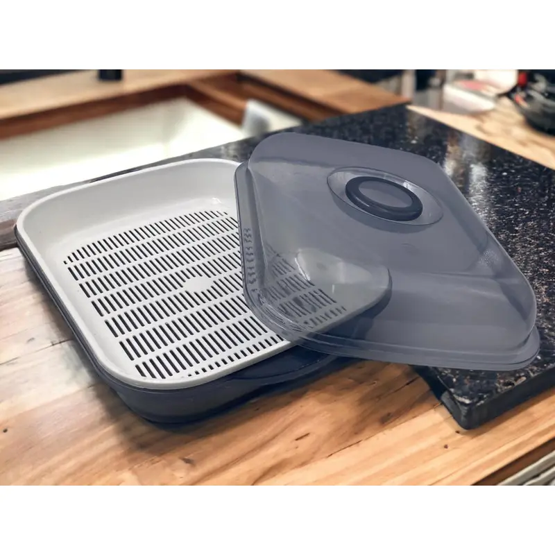 Rectangular bowl and strainer with lid set