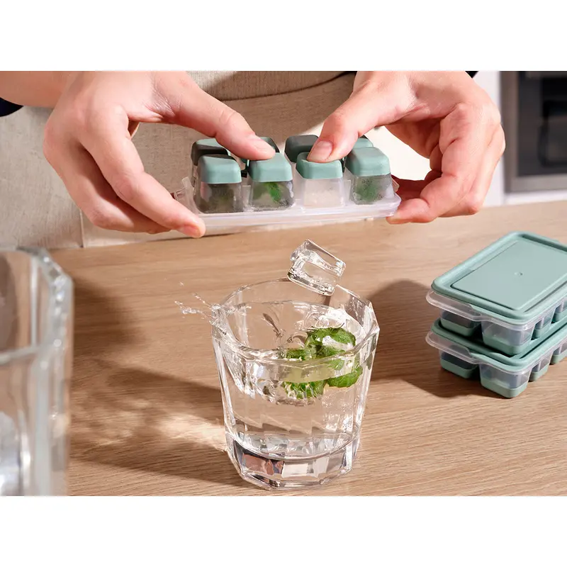 Push Out Mini Ice Cube Tray with Lid X2