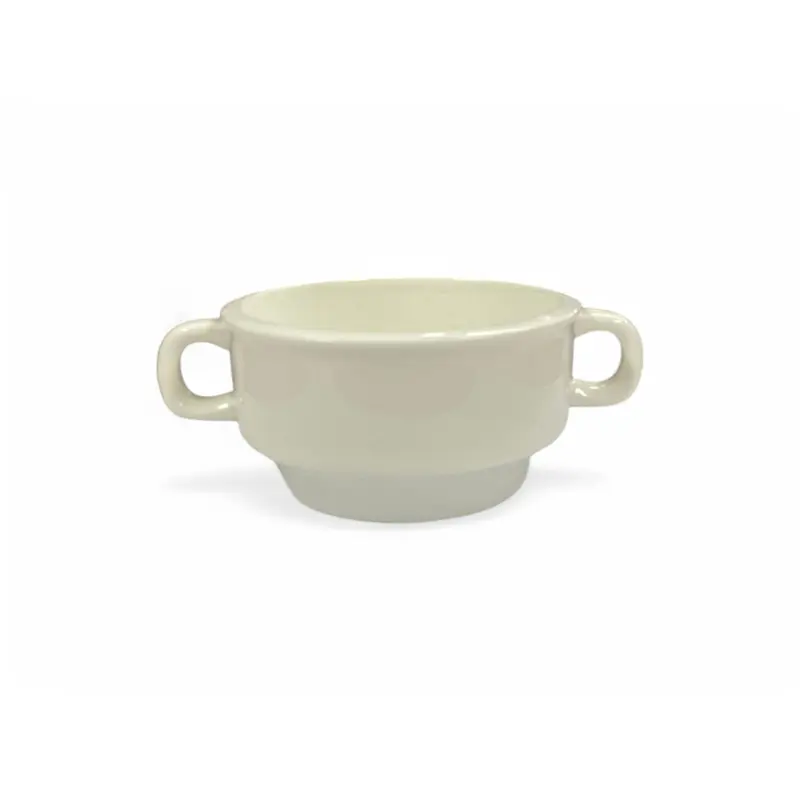 Porcelain bowl with handles full portion