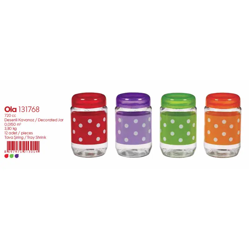 Polka Dots Decorated Jar, 1lt
