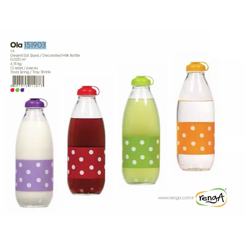 Polka Dots Glass Bottle, 1lt