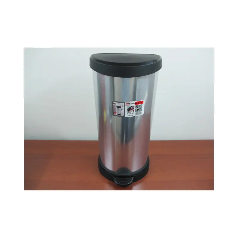 Plastic Wastebin with stainless look; 40 lt