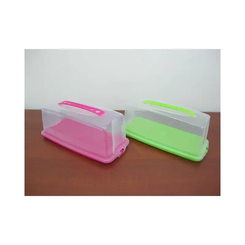 Plastic Rectangular Cake Holder with Lid