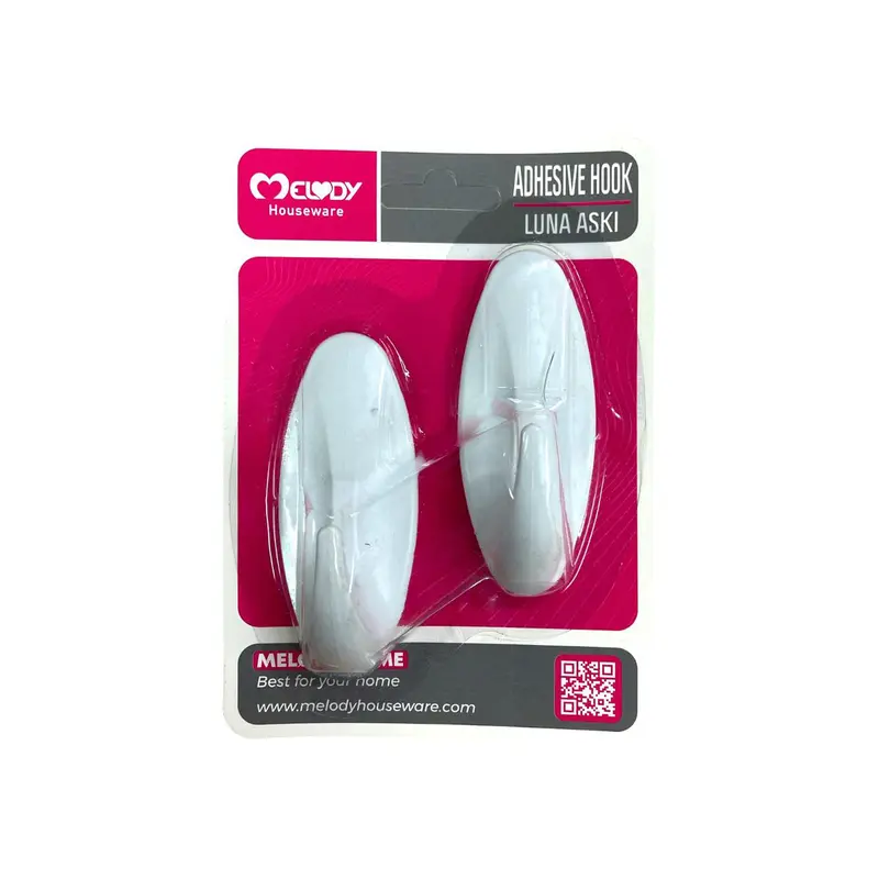 Plastic Adhesive Oval Hook X2