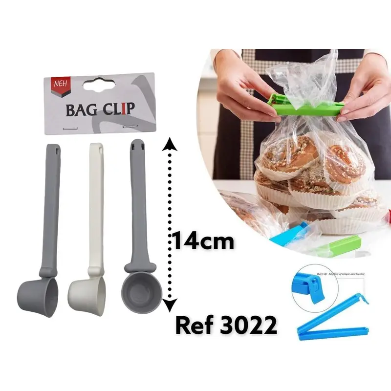 Plastic Bag Clip Deep Spoon X3