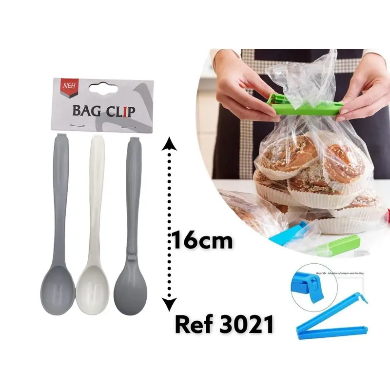 Plastic Bag Clip Spoon Shape X3