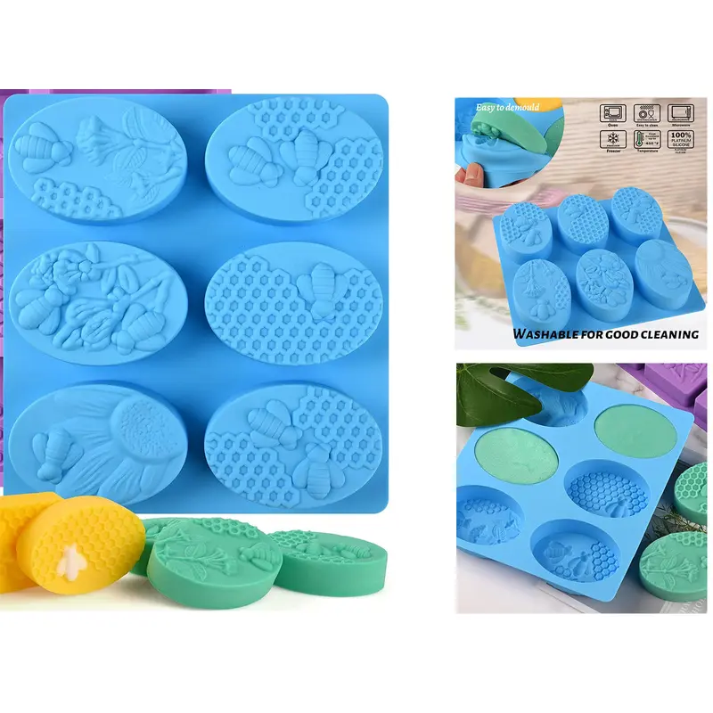 Oval Honey Bee Shape Silicone Mold for Soap