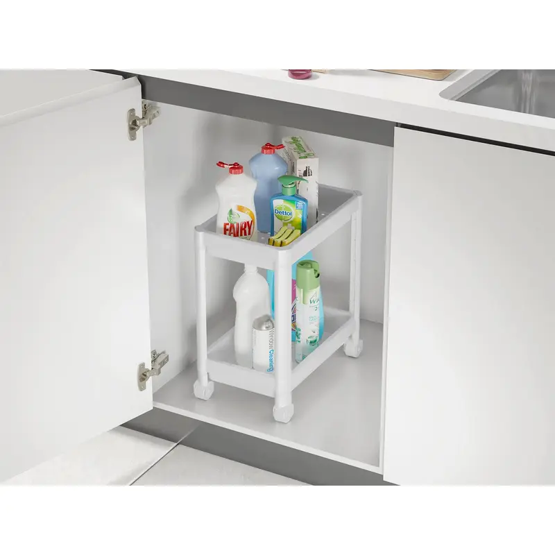 Multipurpose 2 tiers shelving unit with wheels