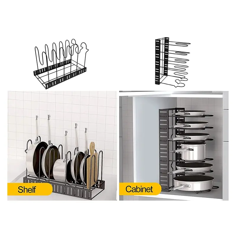 Metallic Cabinet and Shelf Organizer for Pans and Covers