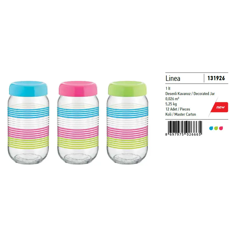 Linea Decorated Jar, 1lt