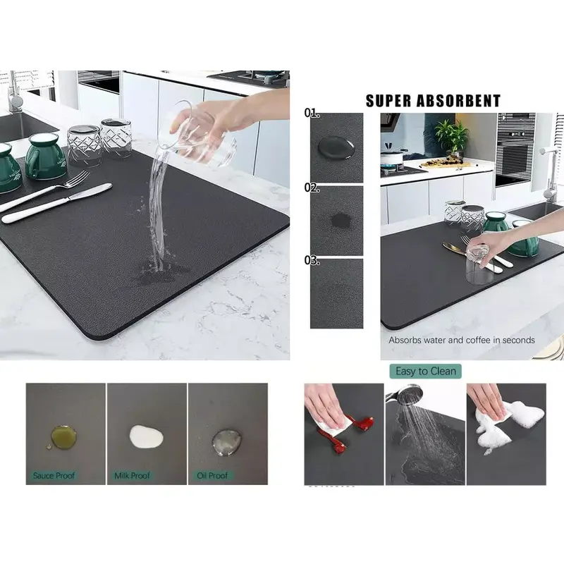 Large Super Water Absorbent Dish Draining Mat