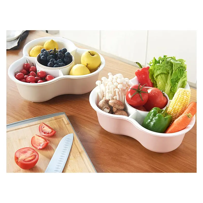 Large Flower Shape Bowl with 4 Strainers 34 cm