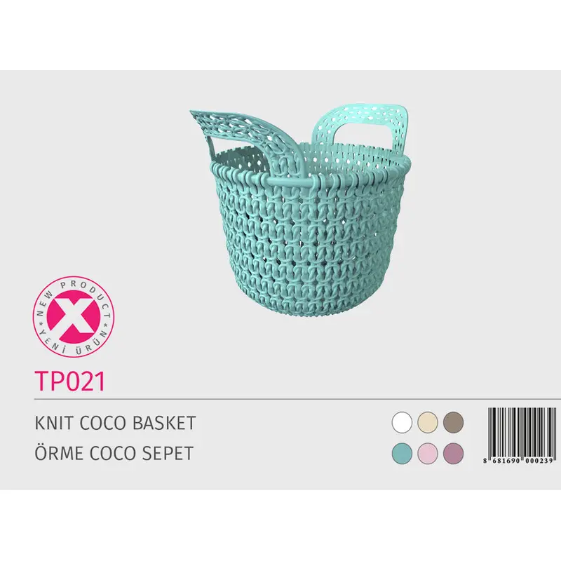 Knit Design Plastic Basket with handles