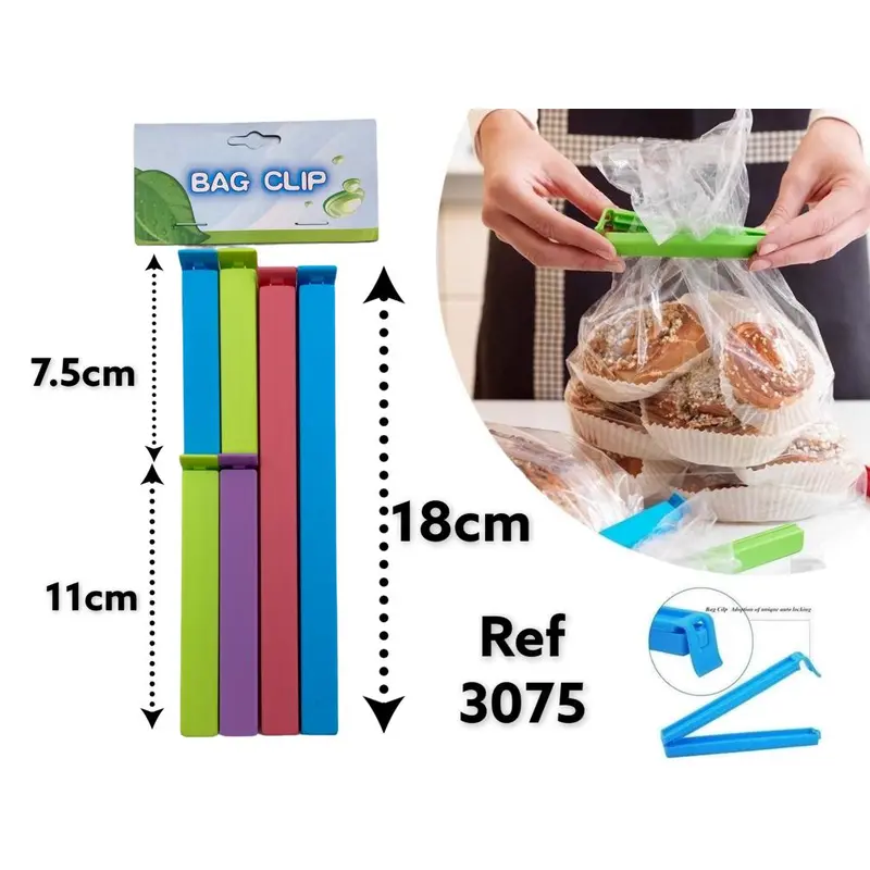 Large Colored Plastic Bag Clip X6