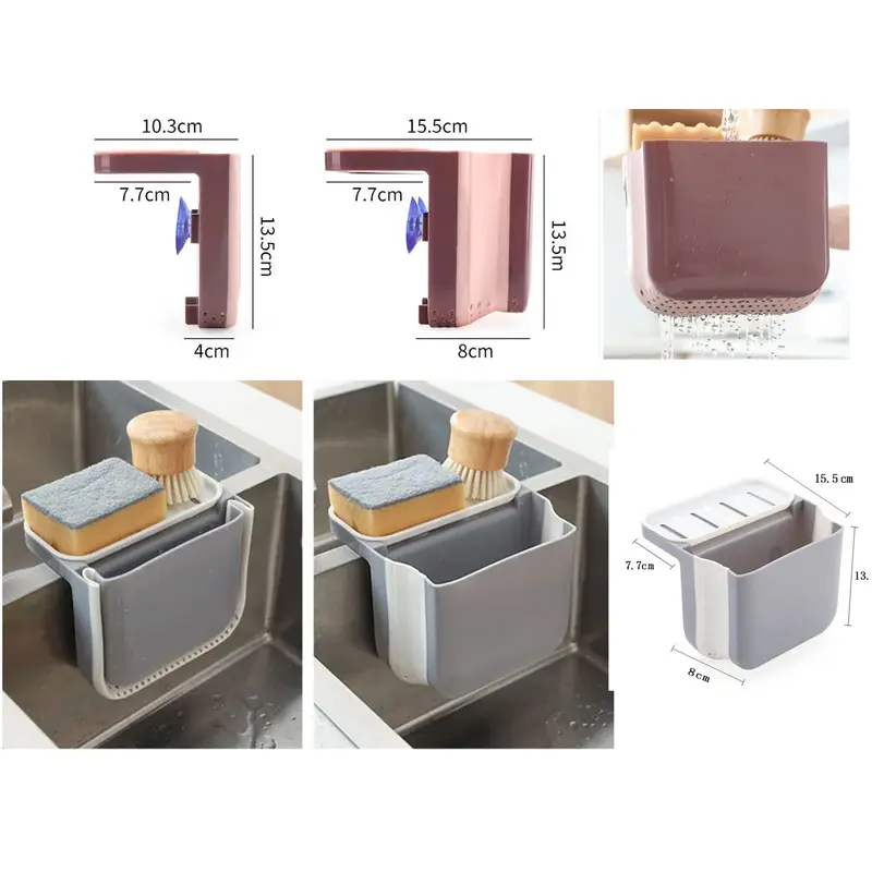 Kitchen Sink Foldable Draining Basket with Soap Holder