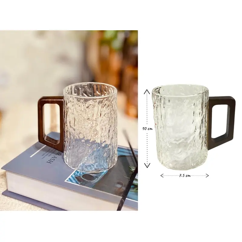High Quality Borosilicate Glass Mug with Wooden Handle