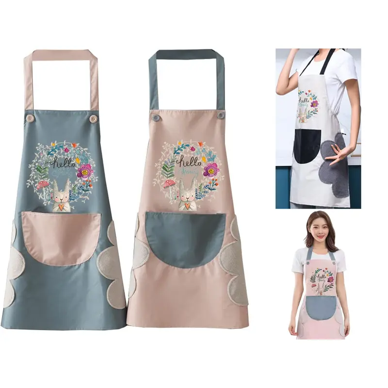 Hello Spring Water Proof Apron with 2 Side Towels