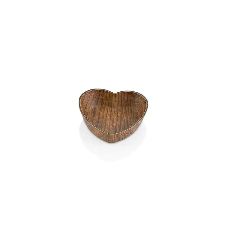 Heart Snack Dish with Wooden  Finish