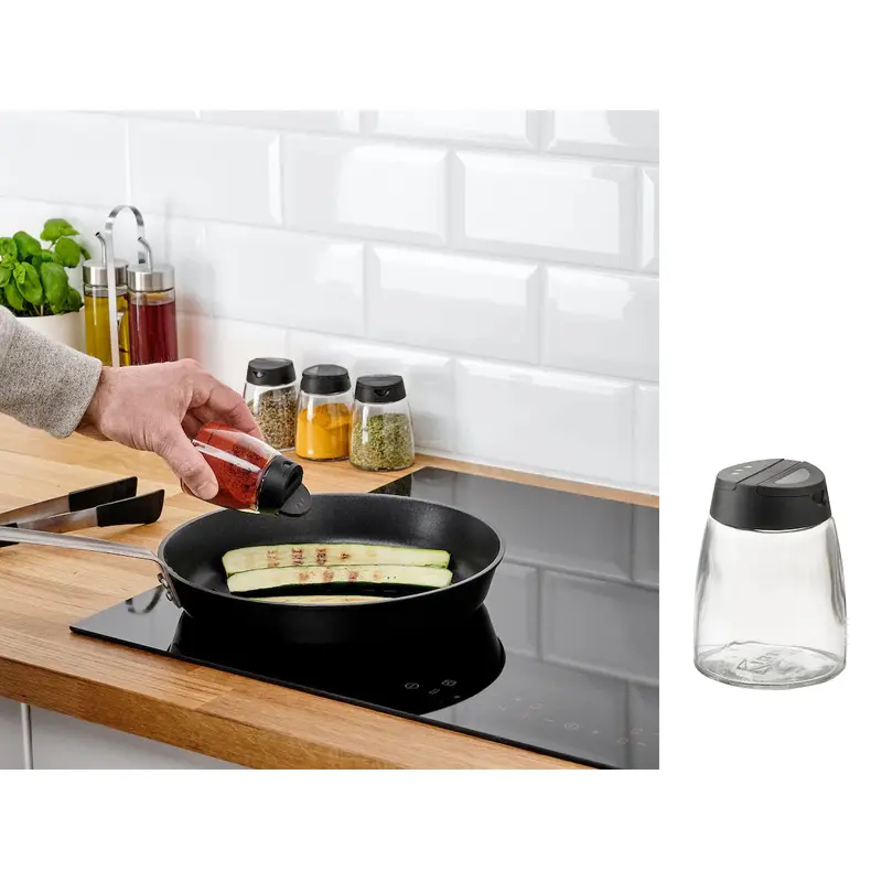 Glass Spice Bottle with Double Option Plastic Cap