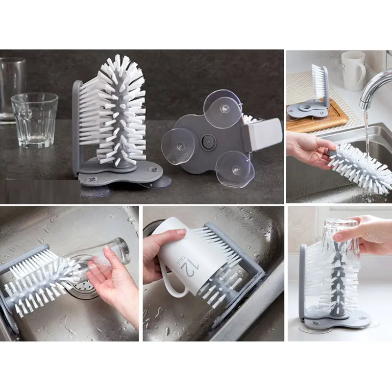 Glass Washer with Double Sided Bristle Brush