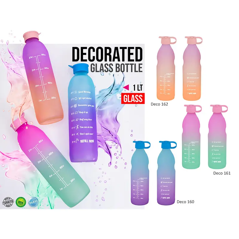 Glass Motivational Water Bottle 1 L