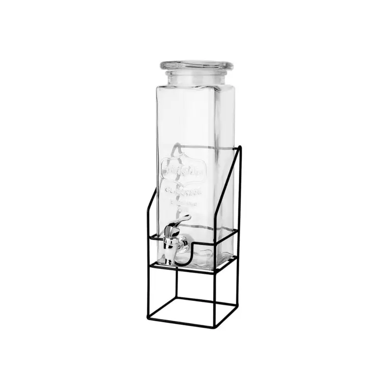 Glass beverage dispenser 2.2 L with tap and metallic sta