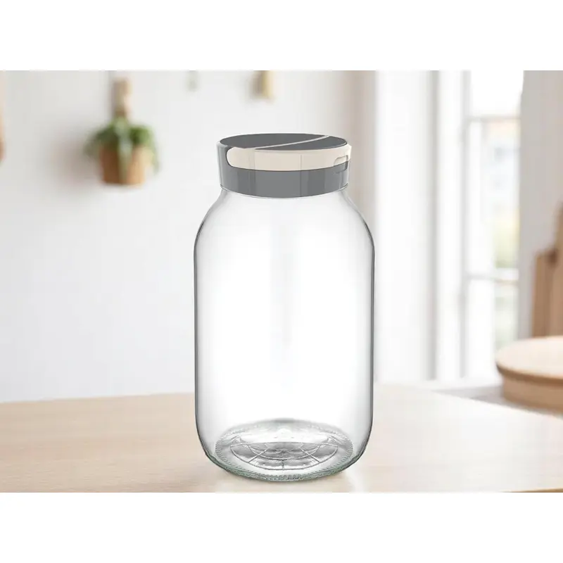 Glass Jar 3L with plastic cover and plastic handle