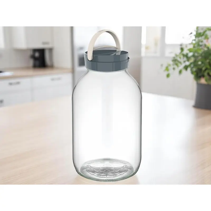 Glass Jar 5L with plastic cover and plastic handle