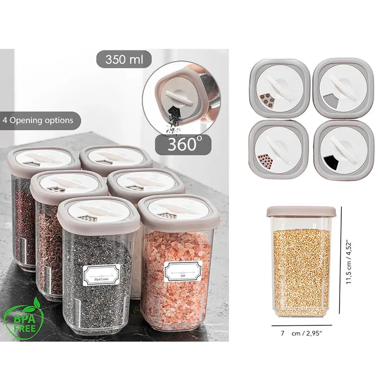 350 ml Plastic Spice Jar with 4 Opening Options